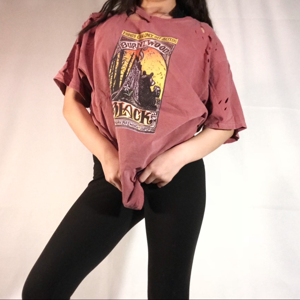 distressed oversized t shirt ripped printed tee